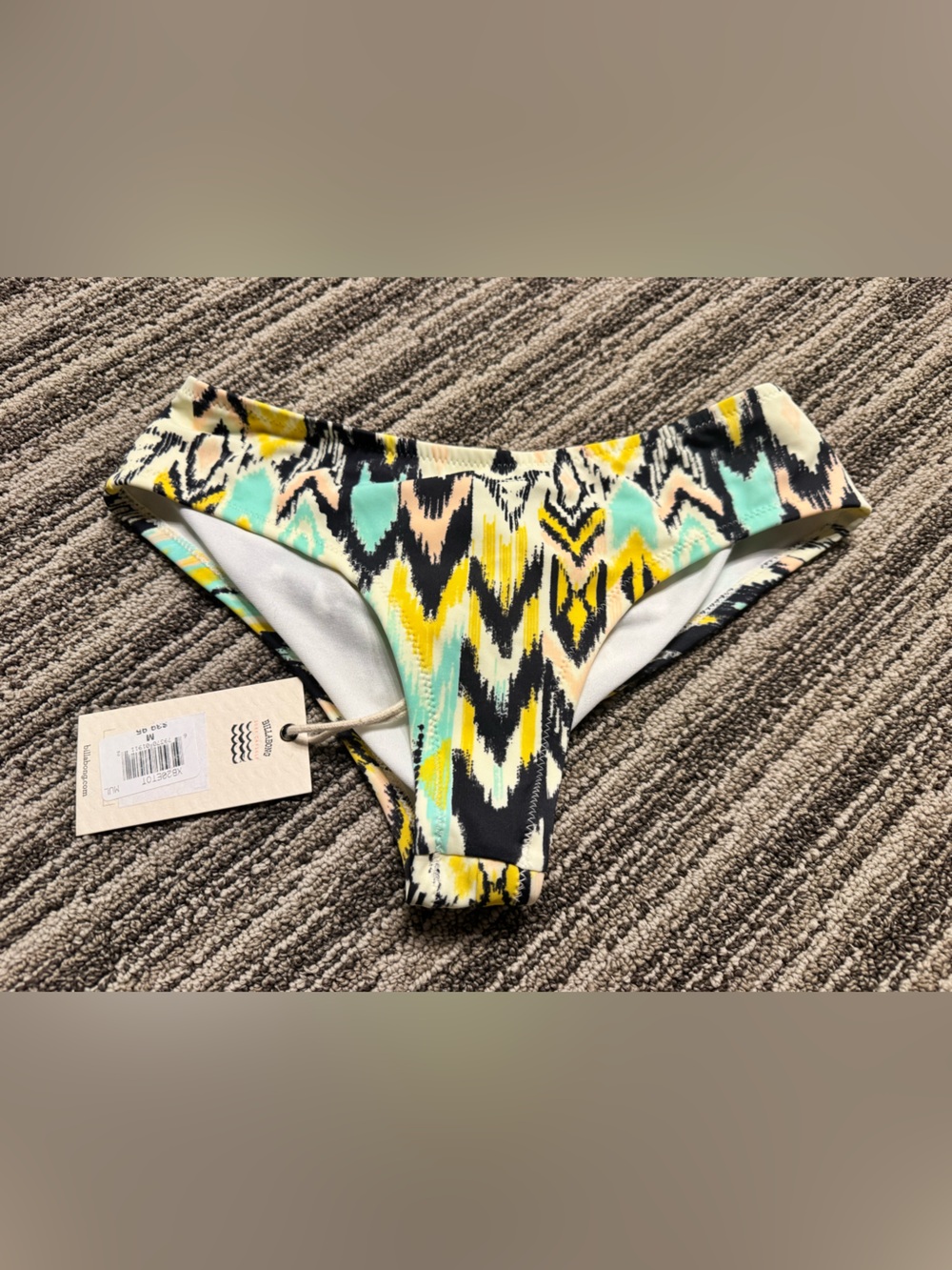Billabong Zigzag Print Bikini Bottoms in Yellow, Mint & Black